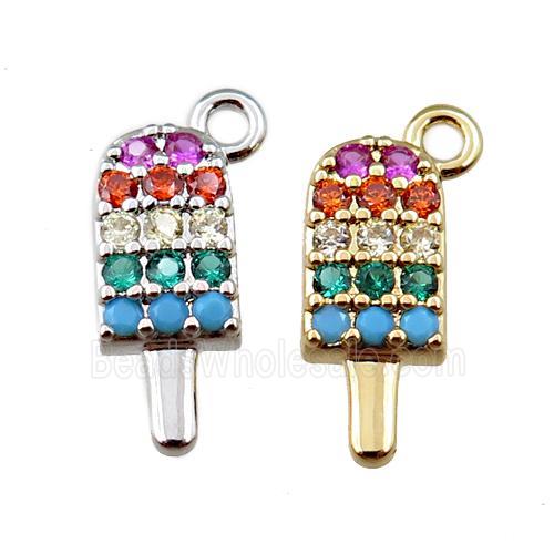 copper icecream charm pendant pave zircon, mixed