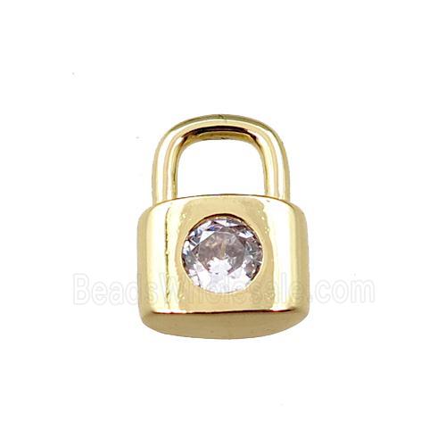 copper Lock pendant pave zircon, gold plated