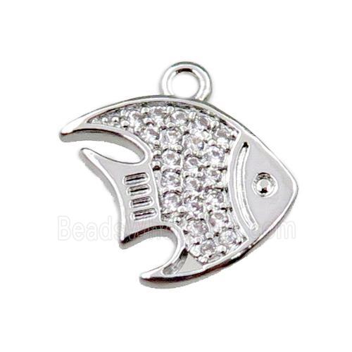 copper goldfish pendant pave zircon, platinum plated