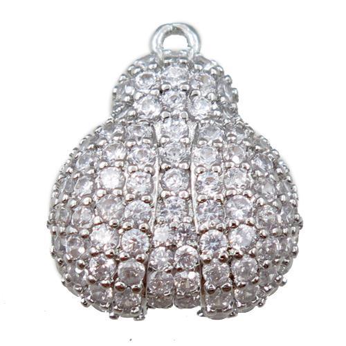 copper beetle pendant pave zircon, platinum plated