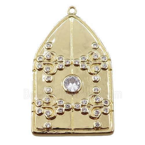 copper house pendant pave zircon, gold plated
