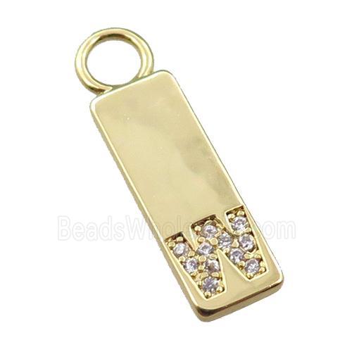 copper rectangle pendant pave zircon, gold plated