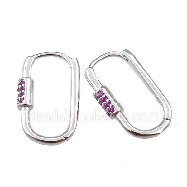 copper Latchback Earring pave zircon, platinum plated