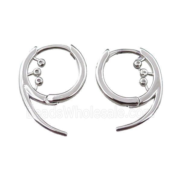 copper Latchback Earring pave zircon, platinum plated