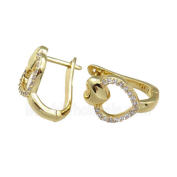 copper Leaveback Earring pave zircon, gold plated