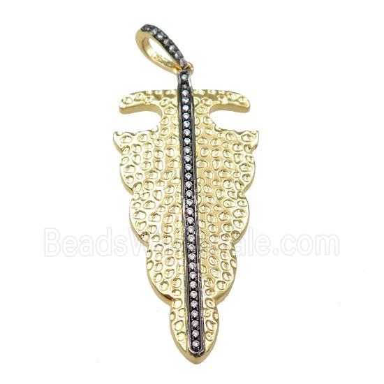 copper pendant pave zircon, gold plated