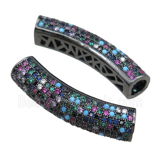 copper tube beads pave zircon, black plated