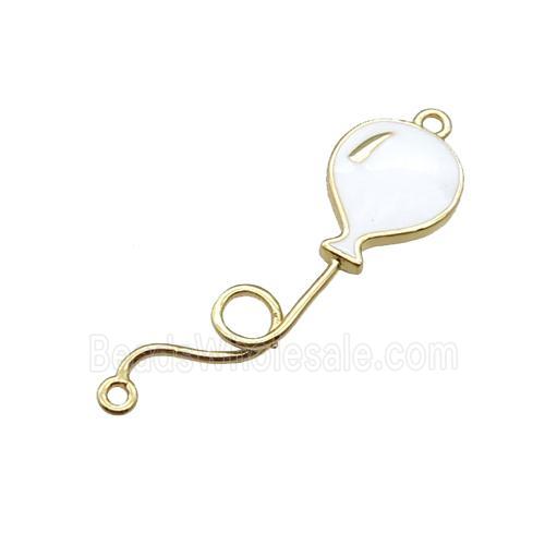 copper ballon charm pendant, white enameled, gold plated