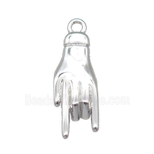 copper hand pendant, platinum plated