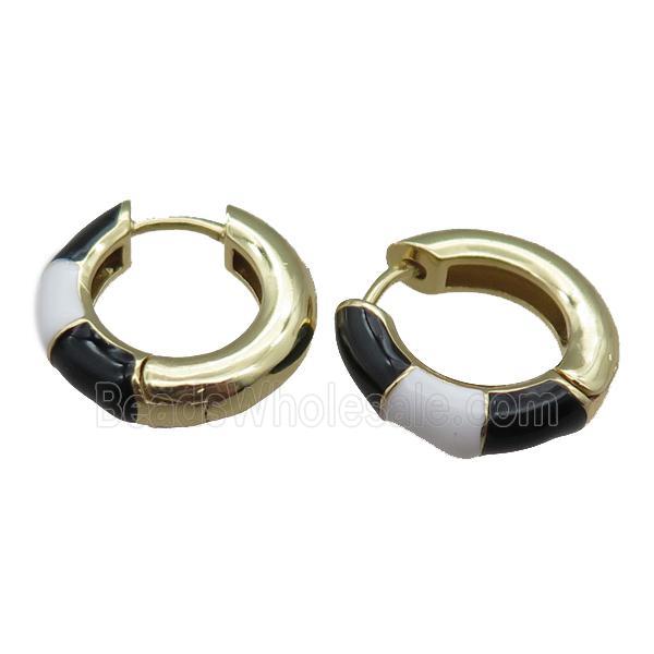 copper Hoop Earrings with enameled, gold plated
