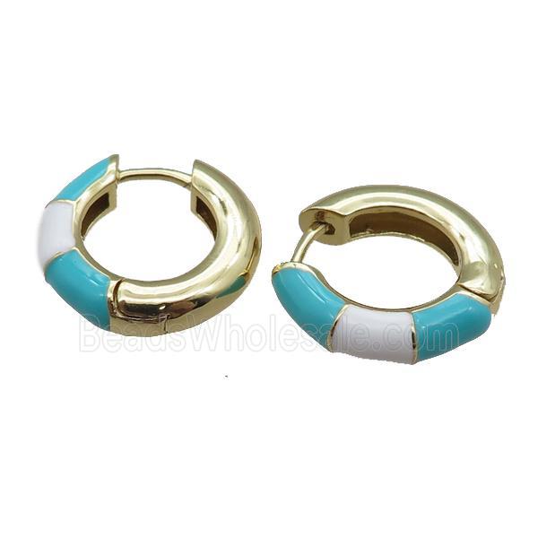 copper Hoop Earrings with enameled, gold plated