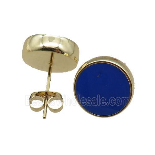 copper Stud Earrings with enameled, gold plated