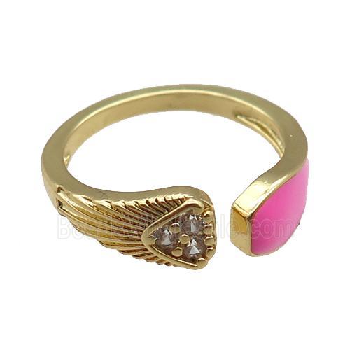 copper Rings, enameled, adjustable, gold plated