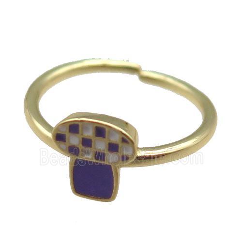 copper Rings, enameled, adjustable, gold plated