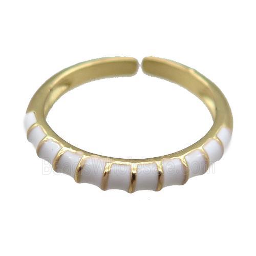 copper Rings, white enameled, adjustable, gold plated
