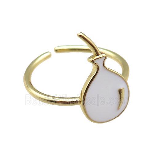 copper rings with white enameling ballon, gold plated