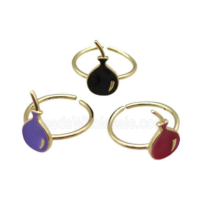 mix copper rings with enameling ballon, adjustable, gold plated