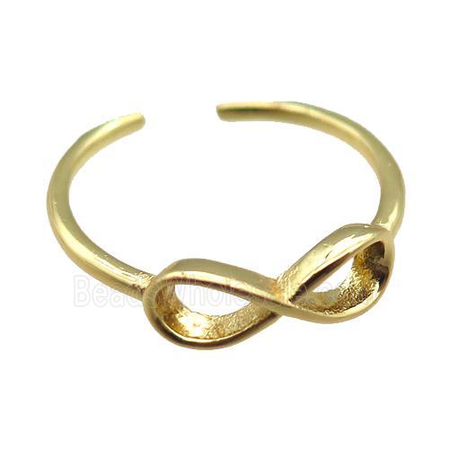 adjustable copper ring with infinity, gold plated