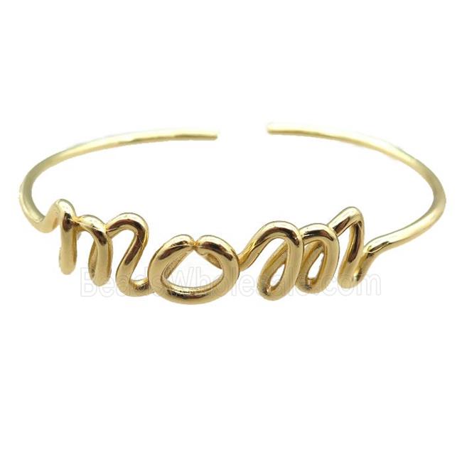 copper MOM bangle, adjustable, gold plated