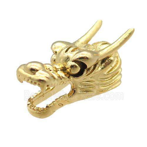 copper dragonhead charm beads, gold plated
