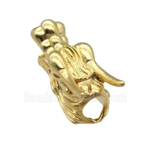 copper dragonhead charm beads, gold plated