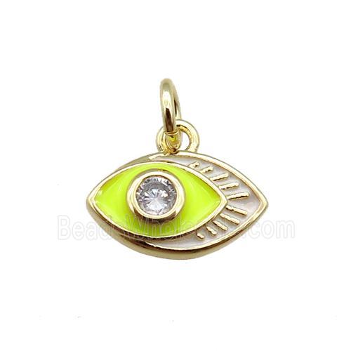 copper eye charm pendant, enameled, gold plated