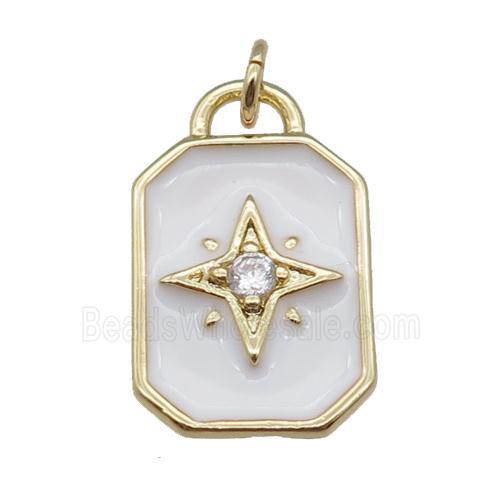 copper rectangle pendant, northstar, enameled, gold plated