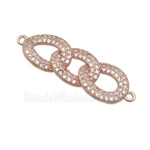 copper link connector pave zircon, rose gold