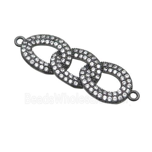 copper link connector pave zircon, balck plated