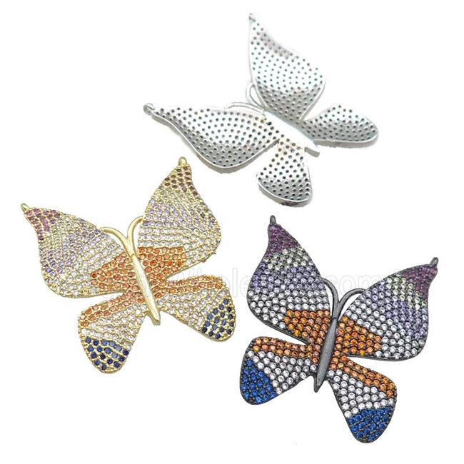 copper butterfly charm pendant pave zircon with 2loops, mixed