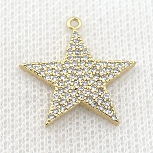 copper star pendant pave zircon, gold plated