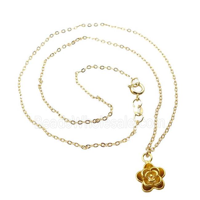 copper Flower Necklace, gold plated