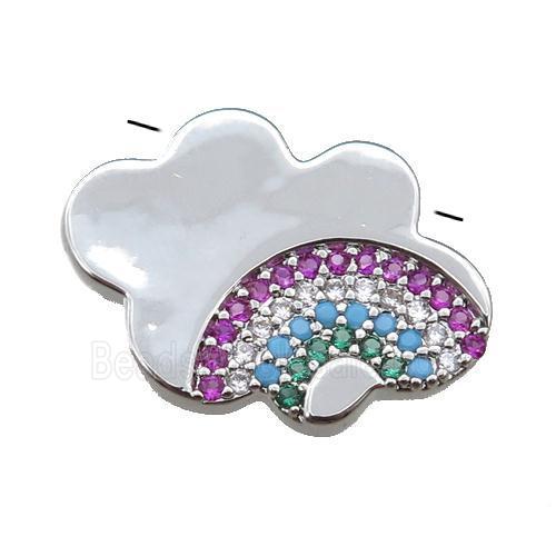 copper cloud pendant pave rainbow zircon, platinum plated