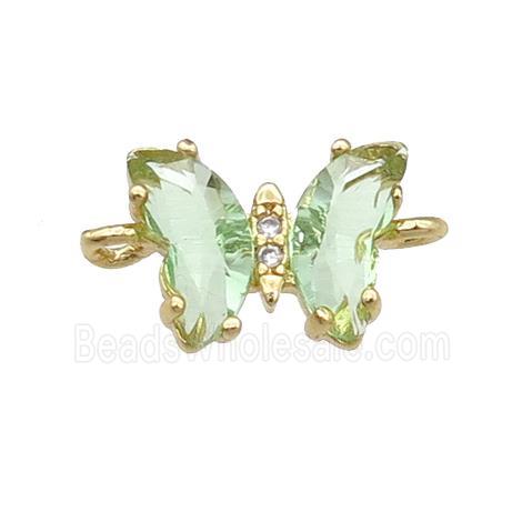 lt.green Crystal Glass Butterfly Connector, gold plated