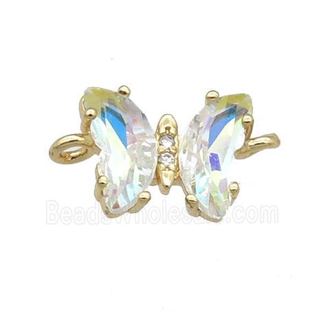 clear AB-color Crystal Glass Butterfly Connector, gold plated