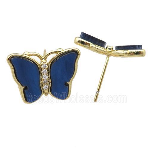 dp.blue Resin Butterfly Stud Earrings, gold plated
