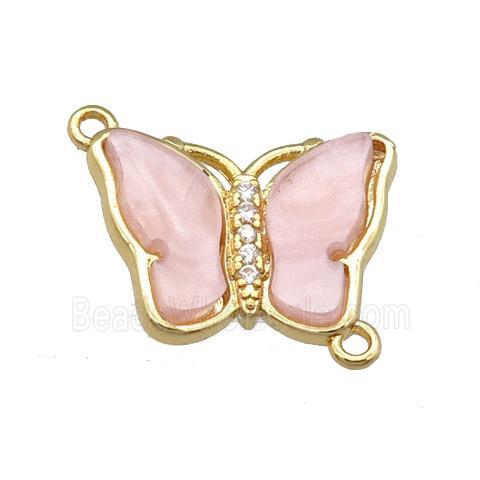 lt.pink Resin Butterfly Connector, gold plated