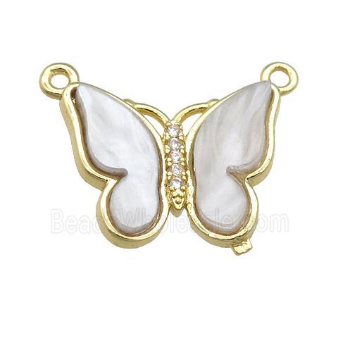 gray Resin Butterfly Pendant with 2loops, gold plated
