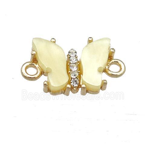 yellow Resin Butterfly Connector, gold plated