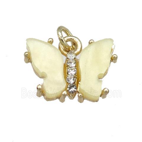 yellow Resin Butterfly Pendant, gold plated