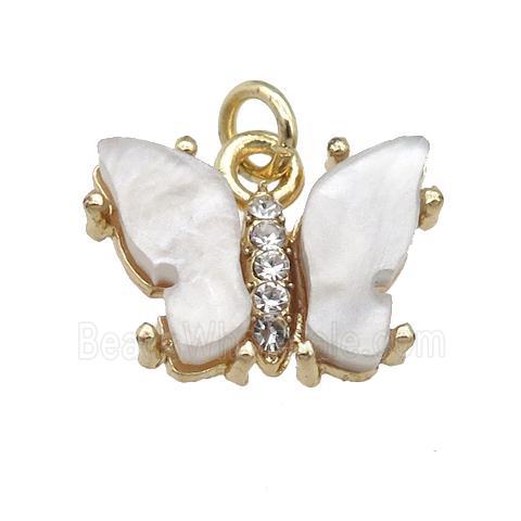gray Resin Butterfly Pendant, gold plated