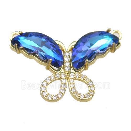 dp.blue Crystal Glass Butterfly Pendant with 2loops, gold plated