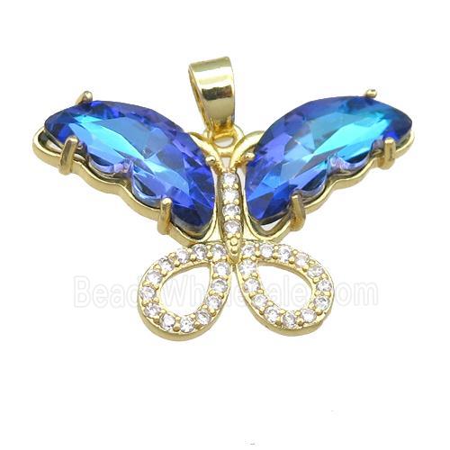 dp.blue Crystal Glass Butterfly Pendant, gold plated
