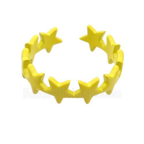 copper Rings with yellow fire lacquered, adjustable