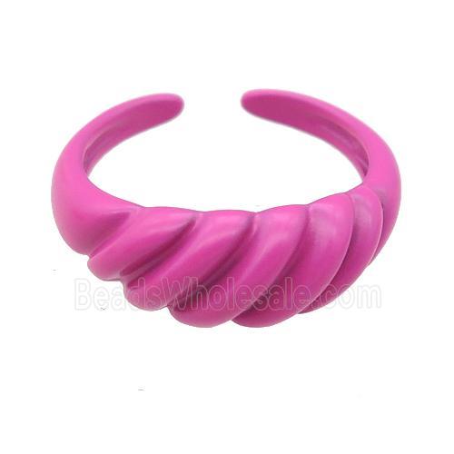 copper Rings with hotpink fire lacquered, adjustable