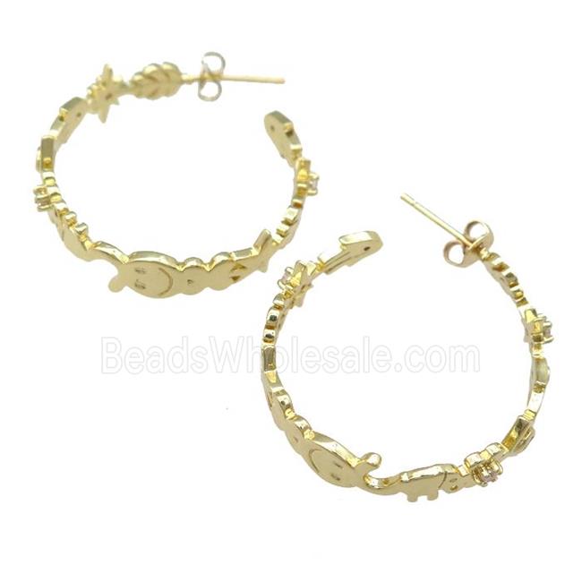copper Stud Earrings, gold plated