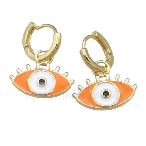 copper Hoop Earring with Enamel Eye, gold plated