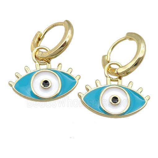 copper Hoop Earring with Enamel Eye, gold plated