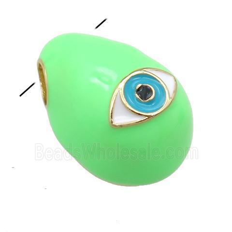 copper carapace pendant with Evil Eye, green enamel, gold plated
