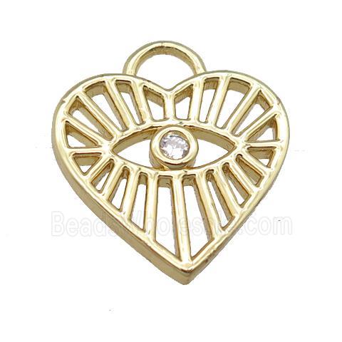 copper heart pendant pave zircon, gold plated